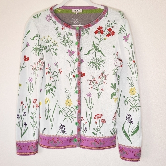 Ivko Wild Flower Cardigan Sweater 38 - Picture 1 of 7